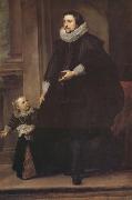 Anthony Van Dyck Portrait d'un homme de qualite et d'un enfant oil
